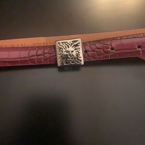 Vintage Anne Klein Purple Silver‎ Lion Logo Belt Large